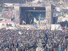 Pro-westliche Protestler auf den Euromaidan in Kiew 2014.
