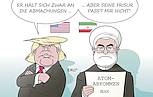 Karikatur | Trump über Rohani: "Er hält sich zwar an die Abmachungen... aber seine Friseur passt mir nicht."
